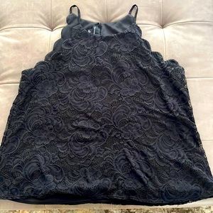 Fortune + I’ve black tank top with floral lace overlay. Size XL